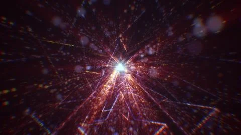 3D rendering of an abstract digital tunnel in cyberspace made of particles Foto stock