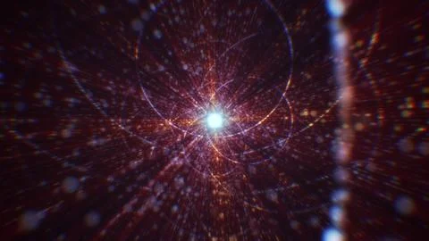 3D rendering of an abstract digital tunnel in cyberspace made of particles Stock Photos