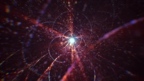 3D rendering of an abstract digital tunnel in cyberspace made of particles Foto stock