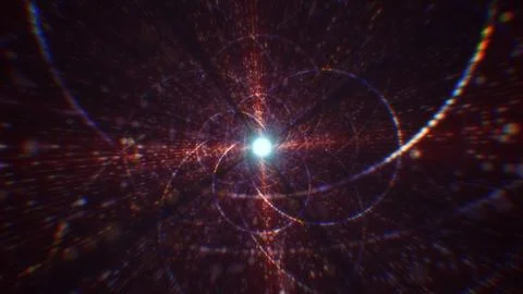 3D rendering of an abstract digital tunnel in cyberspace made of particles Stock Photos