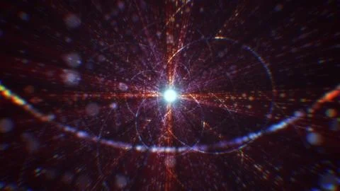 3D rendering of an abstract digital tunnel in cyberspace made of particles Stock Photos