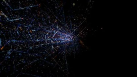 3D rendering of an abstract digital tunnel in cyberspace made of particles 스톡 사진
