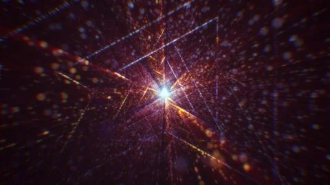 3D rendering of an abstract digital tunnel in cyberspace made of particles Stock Photos