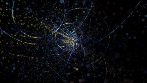 3D rendering of an abstract digital tunnel in cyberspace made of particles Stock Photos