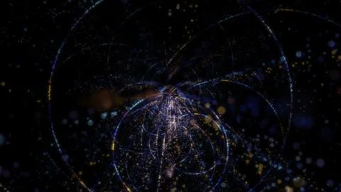 3D rendering of an abstract digital tunnel in cyberspace made of particles Stock Photos