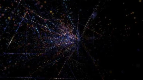 3D rendering of an abstract digital tunnel in cyberspace made of particles Foto stock