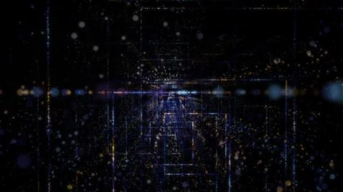3D rendering of an abstract digital tunnel in cyberspace made of particles Foto stock