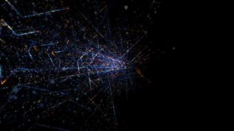 3D rendering of an abstract digital tunnel in cyberspace made of particles Stock Photos