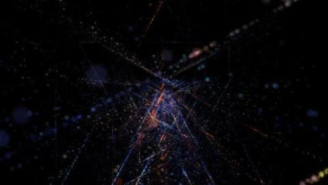 3D rendering of an abstract digital tunnel in cyberspace made of particles 스톡 사진