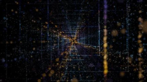 3D rendering of an abstract digital tunnel in cyberspace made of particles Foto stock