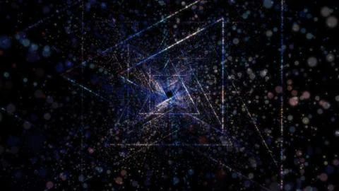 3D rendering of an abstract digital tunnel in cyberspace made of particles Foto stock