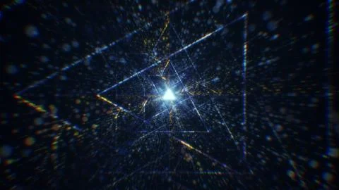 3D rendering of an abstract digital tunnel in cyberspace made of particles Stock Photos