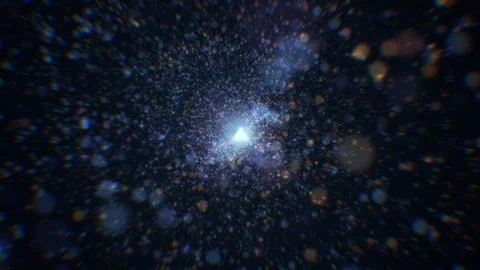 3D rendering of an abstract digital tunnel in cyberspace made of particles Stock Photos