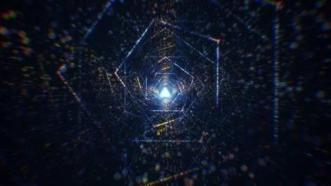 3D rendering of an abstract digital tunnel in cyberspace made of particles Foto stock