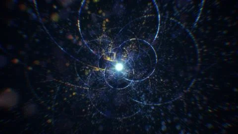 3D rendering of an abstract digital tunnel in cyberspace made of particles 스톡 사진