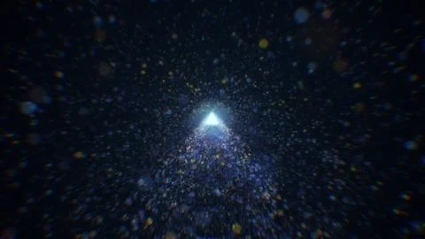 3D rendering of an abstract digital tunnel in cyberspace made of particles Foto stock