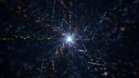 3D rendering of an abstract digital tunnel in cyberspace made of particles Foto stock