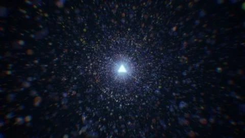 3D rendering of an abstract digital tunnel in cyberspace made of particles 스톡 사진