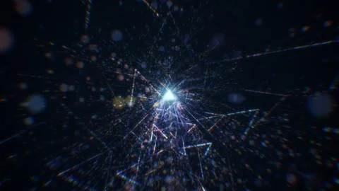 3D rendering of an abstract digital tunnel in cyberspace made of particles Foto stock
