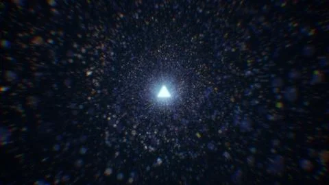 3D rendering of an abstract digital tunnel in cyberspace made of particles Stock Photos