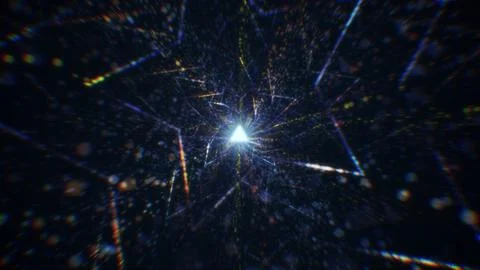 3D rendering of an abstract digital tunnel in cyberspace made of particles 库存照片