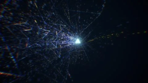 3D rendering of an abstract digital tunnel in cyberspace made of particles Stock Photos