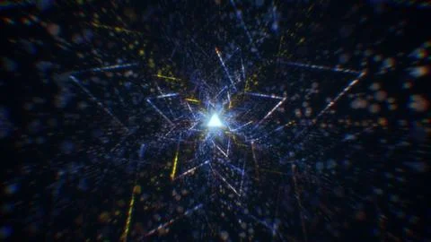 3D rendering of an abstract digital tunnel in cyberspace made of particles 스톡 사진