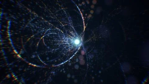 3D rendering of an abstract digital tunnel in cyberspace made of particles Stock Photos