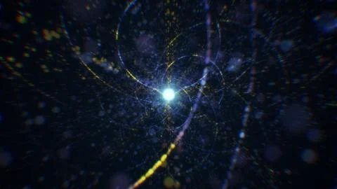 3D rendering of an abstract digital tunnel in cyberspace made of particles Stock Photos