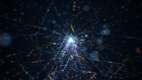 3D rendering of an abstract digital tunnel in cyberspace made of particles Stock Photos