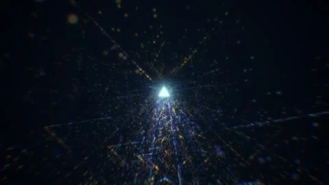 3D rendering of an abstract digital tunnel in cyberspace made of particles Foto stock