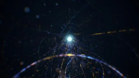 3D rendering of an abstract digital tunnel in cyberspace made of particles Foto stock