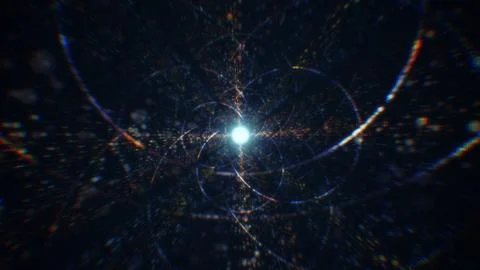 3D rendering of an abstract digital tunnel in cyberspace made of particles Foto stock