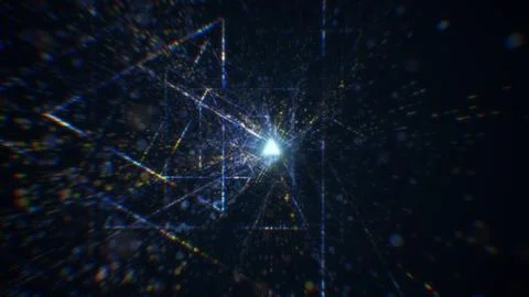 3D rendering of an abstract digital tunnel in cyberspace made of particles Stock Photos