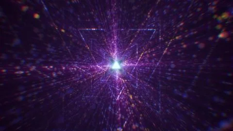 3D rendering of an abstract digital tunnel in cyberspace made of particles Foto stock