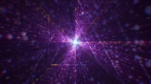 3D rendering of an abstract digital tunnel in cyberspace made of particles Foto stock