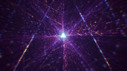 3D rendering of an abstract digital tunnel in cyberspace made of particles Stock Photos