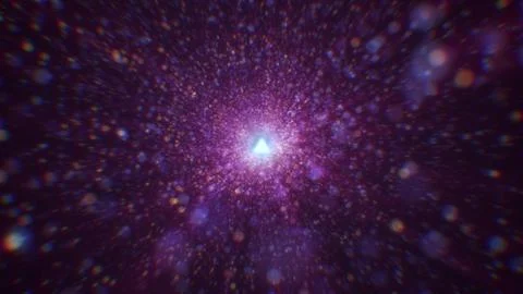 3D rendering of an abstract digital tunnel in cyberspace made of particles Stock Photos