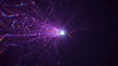 3D rendering of an abstract digital tunnel in cyberspace made of particles 库存照片