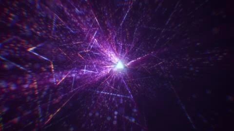 3D rendering of an abstract digital tunnel in cyberspace made of particles Stock Photos