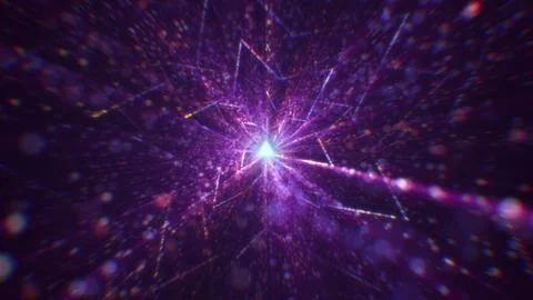 3D rendering of an abstract digital tunnel in cyberspace made of particles Stock Photos