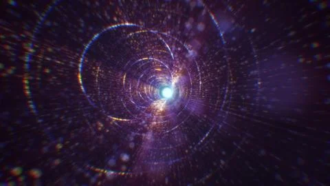 3D rendering of an abstract digital tunnel in cyberspace made of particles Foto stock