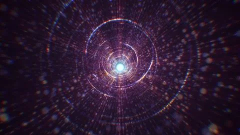 3D rendering of an abstract digital tunnel in cyberspace made of particles Stock Photos