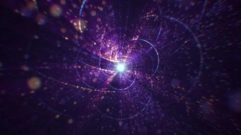 3D rendering of an abstract digital tunnel in cyberspace made of particles Stock Photos
