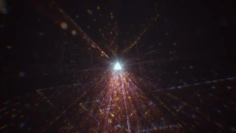 3D rendering of an abstract digital tunnel in cyberspace made of particles Stock Photos