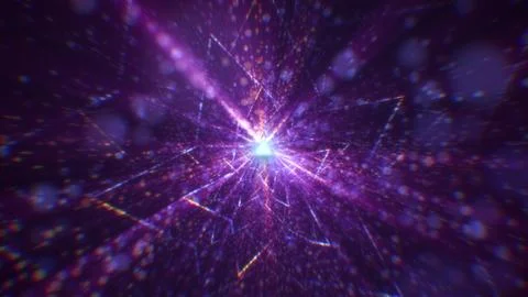 3D rendering of an abstract digital tunnel in cyberspace made of particles Foto stock