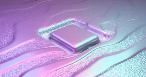 3d rendering. Abstract embossed surface with a rectangle drawn inward. geomet Stock Illustration