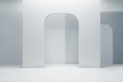 3D rendering of abstract empty white room background Stock Photos