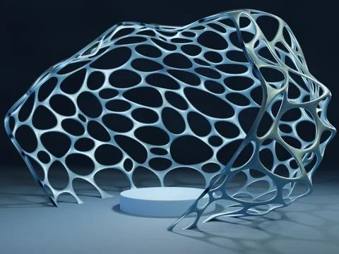 3D rendering of abstract figure; design template white pedestal for the produ Stock Illustration