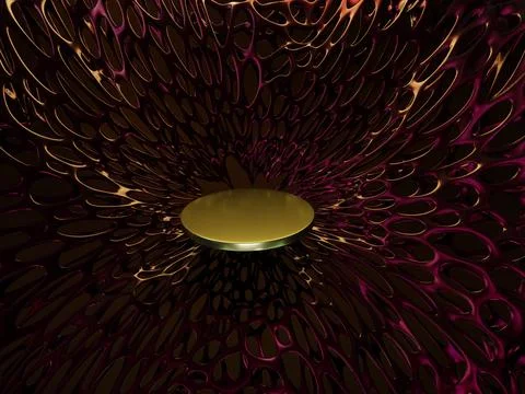 3D rendering of abstract figure; design template metallic pedestal for the pr Stock Illustration